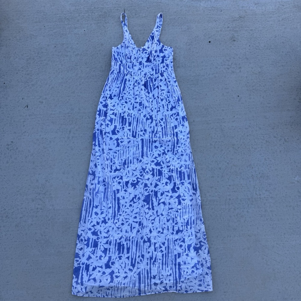 Tori‎ Richard Honolulu Dress Maxi Large Print Floral Size 0 Blue Lined Cotton